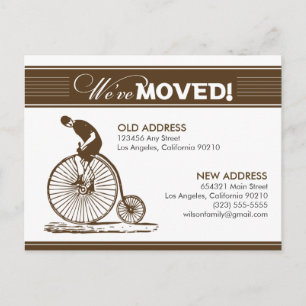 {TBA} POSTCARD: We've Moved! Antique Bicycle Announcement Postcard