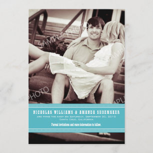 {TBA} Simple Aqua Ribbon Save the Date