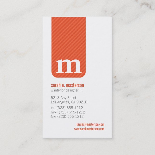 {TBA} Simple Monogram Designer Business Card (Front)