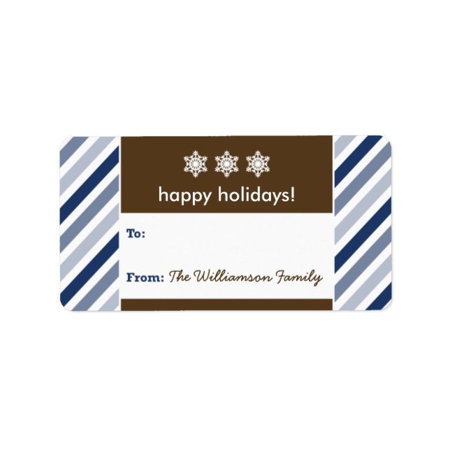 {TBA} Snowflake Ribbon Holiday Gift Tag (navy) (Front)