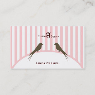 (TBA) (Top10 ）Pink Stripe Birds Business Card