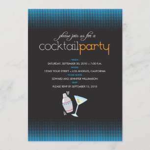 {TBA} Trendy Cocktail Party Invitation (aqua blue)