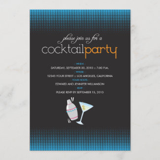 {TBA} Trendy Cocktail Party Invitation (aqua blue)