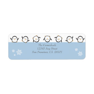 {TBA} Whimsical Penguins Address Labels (blue)