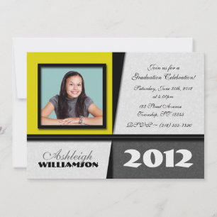 {TBA} Yellow & Proper Photo Graduation Invitations