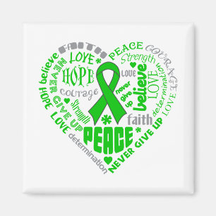 TBI Awareness Heart Words (Green) Magnet