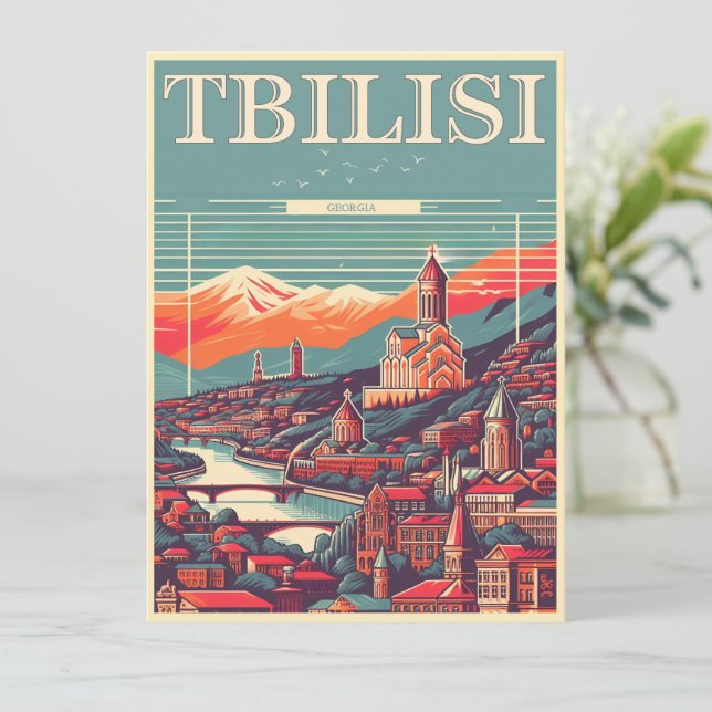 Tbilisi Capital of Georgia, Retro souvenir gifts Invitation (Standing Front)
