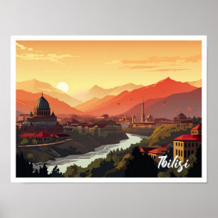 Tbilisi Georgia Art Vintage Travel Illustration Poster