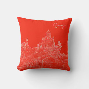 Tbilisi Georgia Cityscape Architecture Sketch Cushion