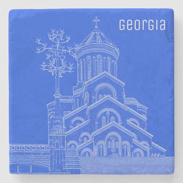 Tbilisi Georgia Cityscape Architecture Sketch Stone Coaster (Front)