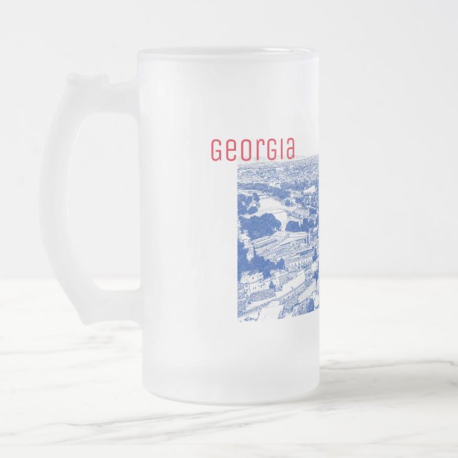 Tbilisi Georgia Cityscape Street Architecture Frosted Glass Beer Mug (Left)