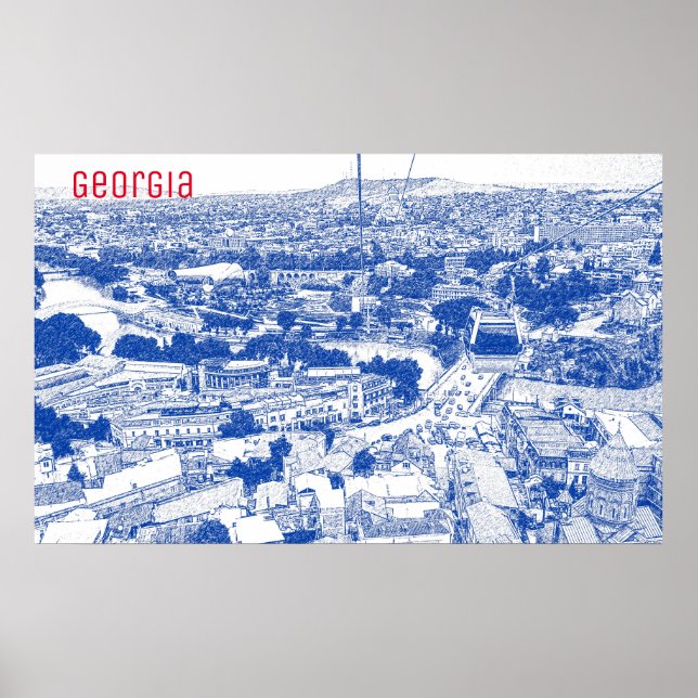 Tbilisi Georgia Cityscape Street Architecture Poster (Front)