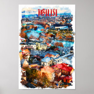 Tbilisi Georgia Cityscape View Poster
