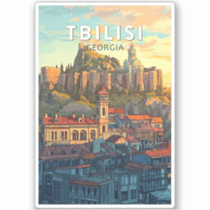 Tbilisi Georgia Illustration Travel Art Vintage