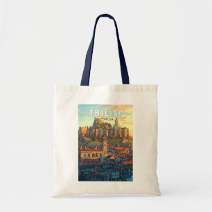 Tbilisi Georgia Illustration Travel Art Vintage Tote Bag