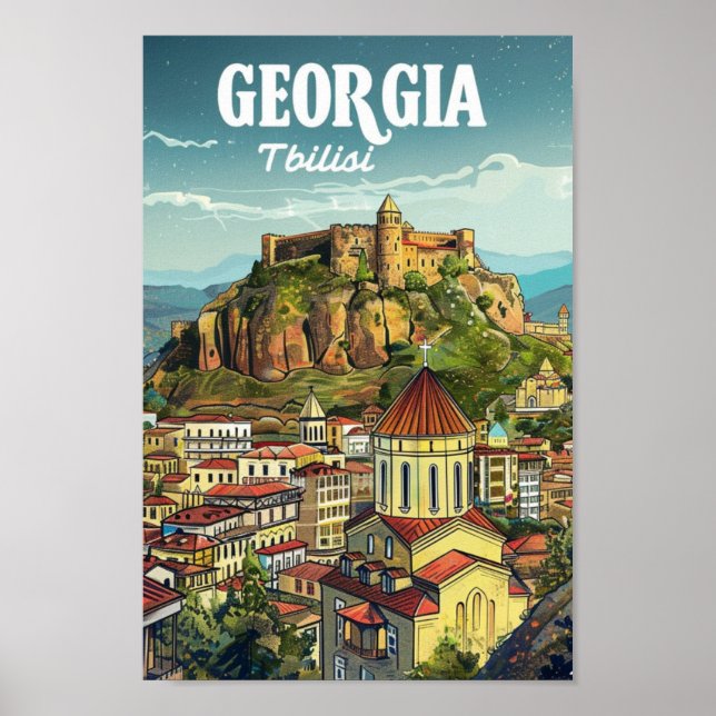 Tbilisi Georgia Vintage Famous Travel Place Poster (Front)