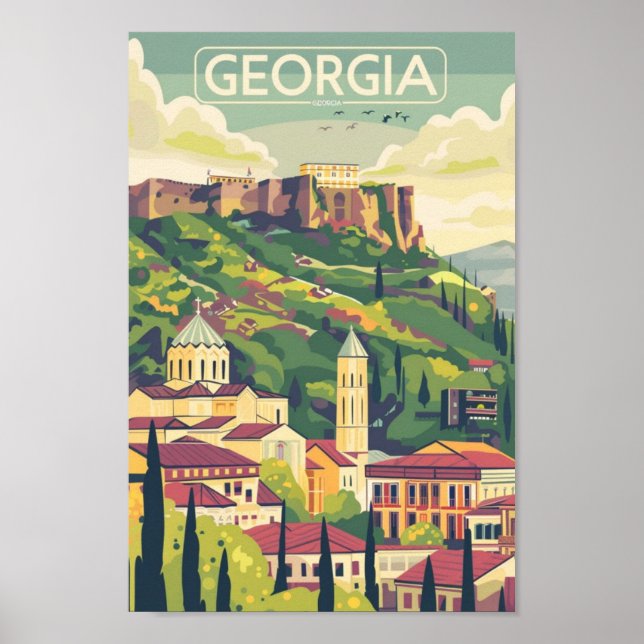 Tbilisi Georgia Vintage Famous Travel Place Poster (Front)
