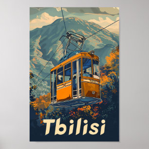 Tbilisi Georgia Vintage Retro Travel Illustration Poster