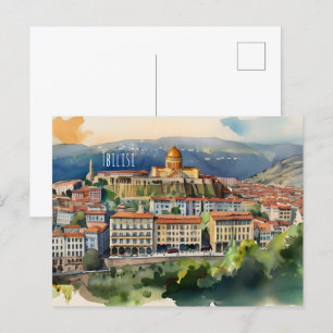 Tbilisi watercolor art postcard