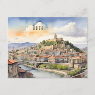 Tbilisi watercolor art postcard