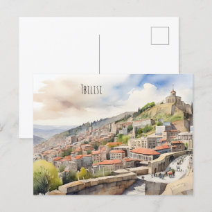 Tbilisi watercolor art postcard