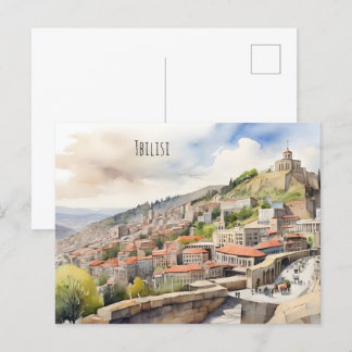 Tbilisi watercolor art postcard