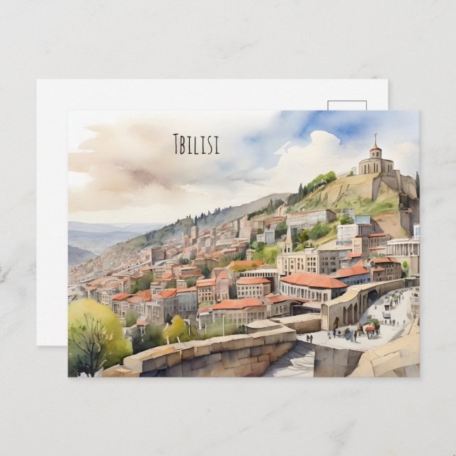 Tbilisi watercolor art postcard (Front/Back)