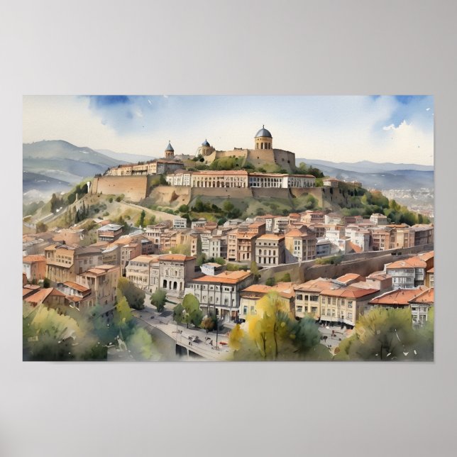 Tbilisi watercolor art poster (Front)