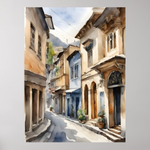 Tbilisi watercolor art poster