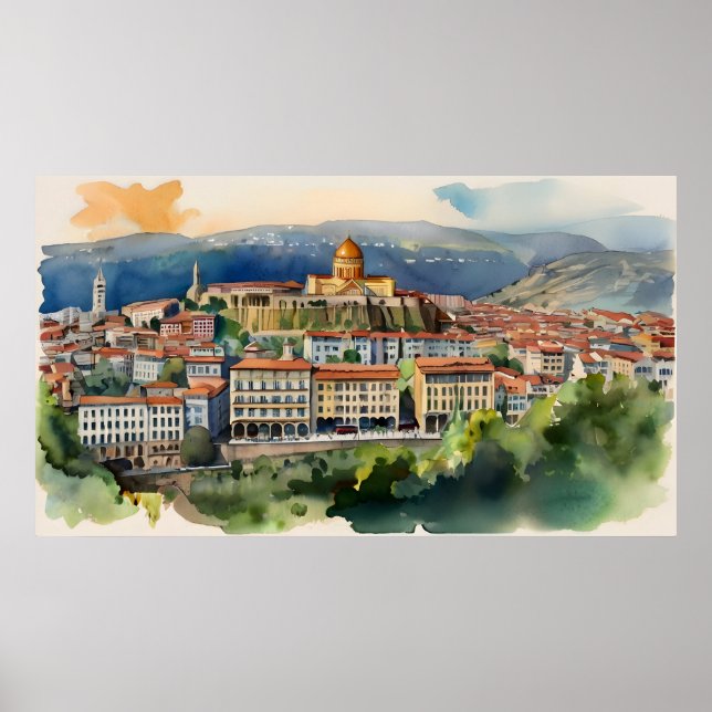 Tbilisi watercolor art poster (Front)