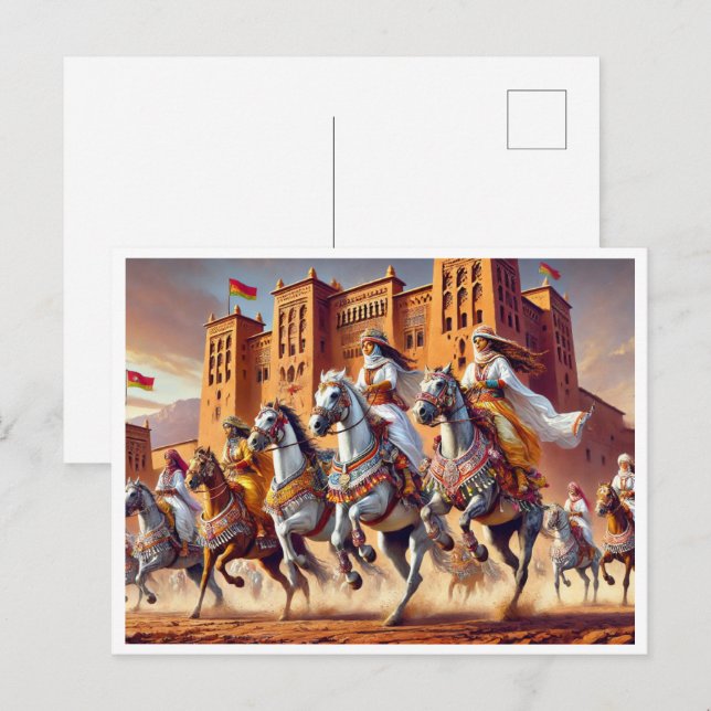 TBOURIDA traditional Moroccan equestrian Holiday Postcard (Front/Back)