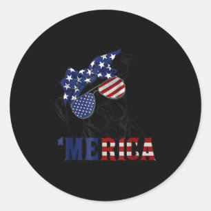 Tbull 4th Of July Merica American Flag Sungles  Classic Round Sticker