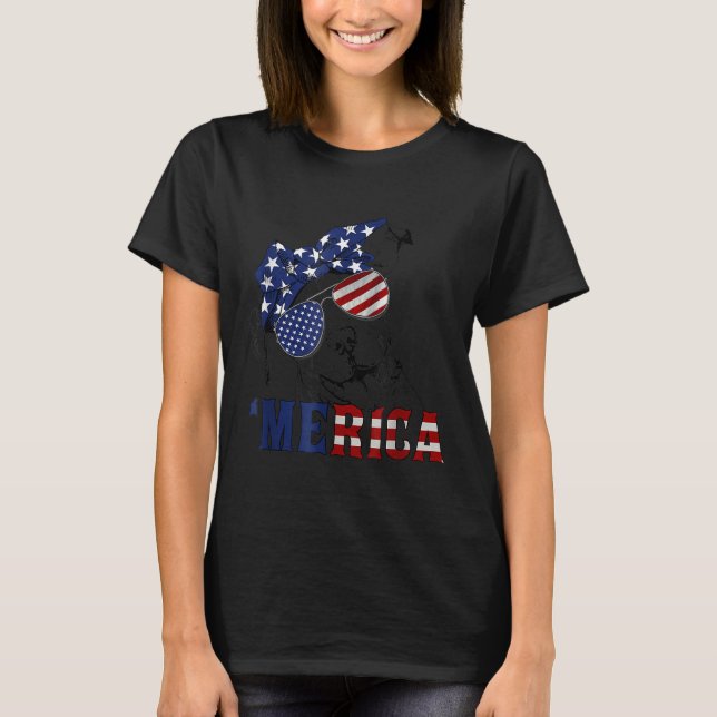 Tbull 4th Of July Merica American Flag Sungles  T-Shirt (Front)