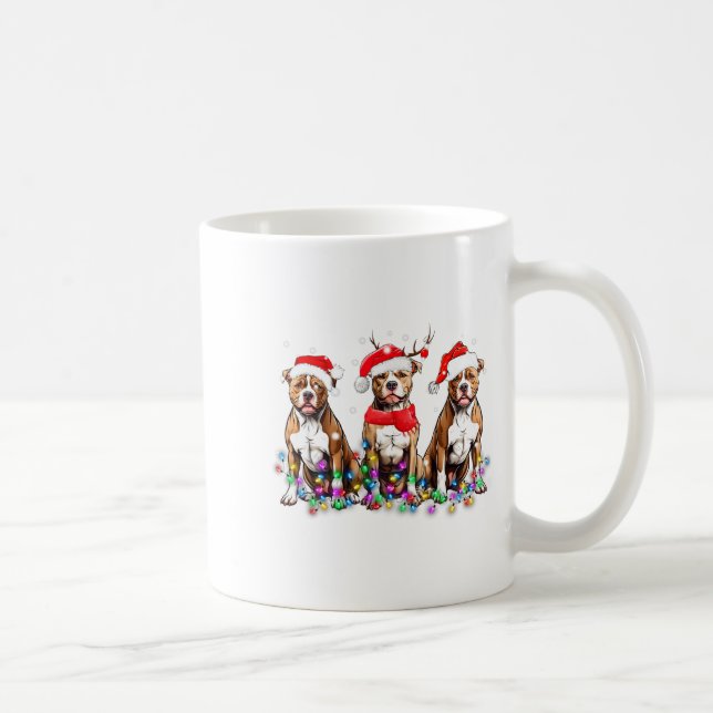 Tbull Dog Christmas Lights Cute Pet Matching Famil Coffee Mug (Right)