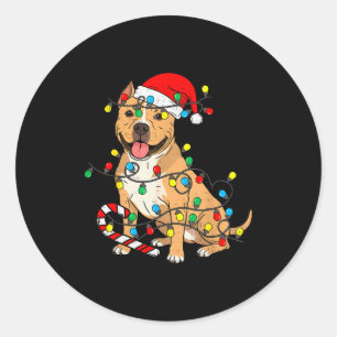 Tbull Dog Christmas Lights Santa Xmas Pet Dog Love Classic Round Sticker