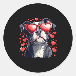 Tbull Heart Gles Cute Ttie Dog Lover Mom Dad Kids  Classic Round Sticker