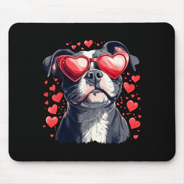 Tbull Heart Gles Cute Ttie Dog Lover Mom Dad Kids  Mouse Mat (Front)