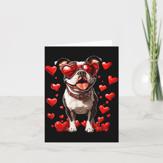 Tbull Heart Gles Cute Ttie Valentines Day Dog Love Card (Front)