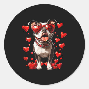 Tbull Heart Gles Cute Ttie Valentines Day Dog Love Classic Round Sticker