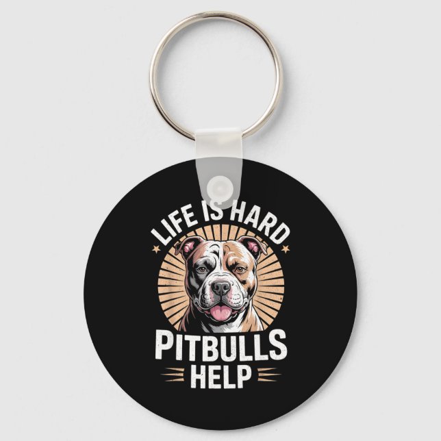 Tbull Mom Dad Life Is Hard Tbulls Help Funny Dog L Key Ring (Front)