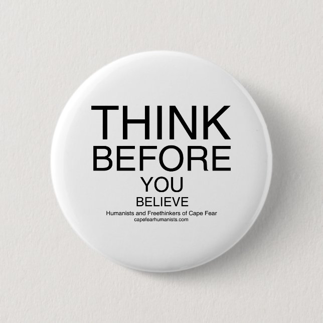 TBYB - Humanists White 6 Cm Round Badge (Front)