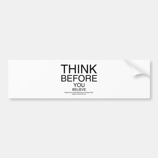 TBYB - Humanists White Bumper Sticker (Front)