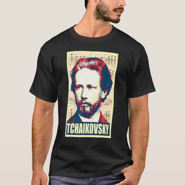 Tchaikovsky Music Notes Pop Art T-Shirt (Front)