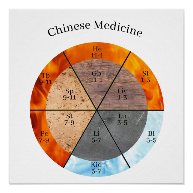TCM Five Elements Meridian Organ Clock Poster (Front)