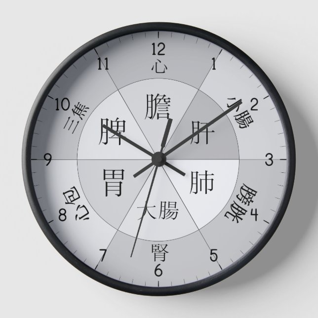TCM Organ Body Clock with Chinese characters Grey (Front)