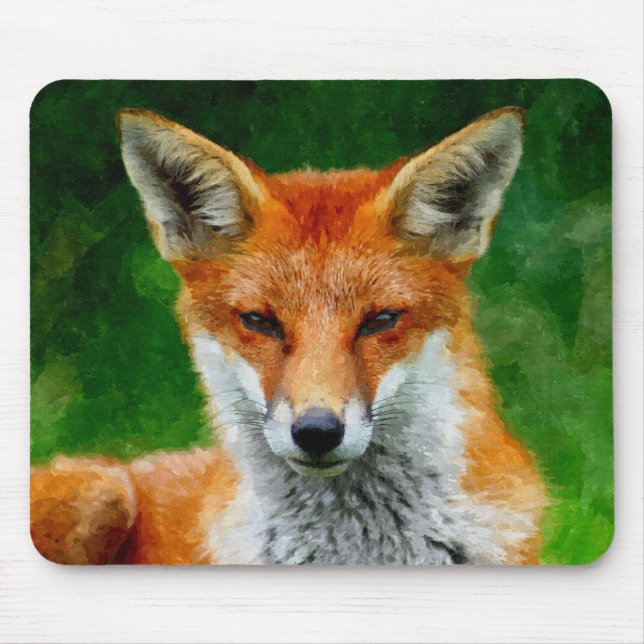 TCWC - Red Fox Watercolor Painting Mouse Mat (Front)