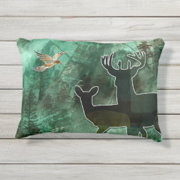TCWC - "Woodland Harmony" Birds, Buck and Doe Outdoor Cushion