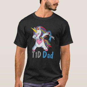TD1 Dad Dabbing Unicorn Type 1 Diabetes Awareness T-Shirt