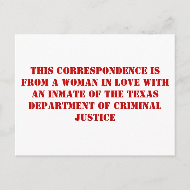 TDCJ correspondence #1 Postcard (Front)