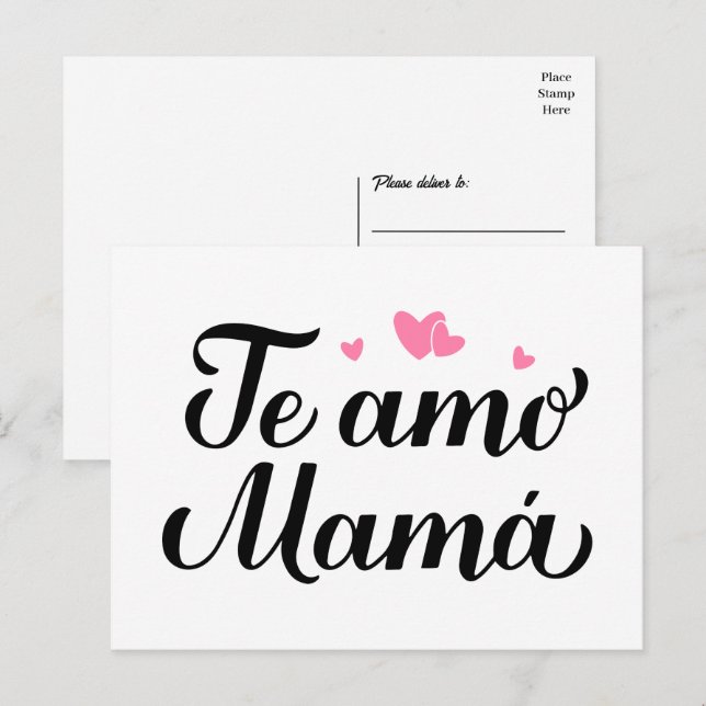 Te Amo Mamá  I love You Mum Spanish Mothers Day    Postcard (Front/Back)